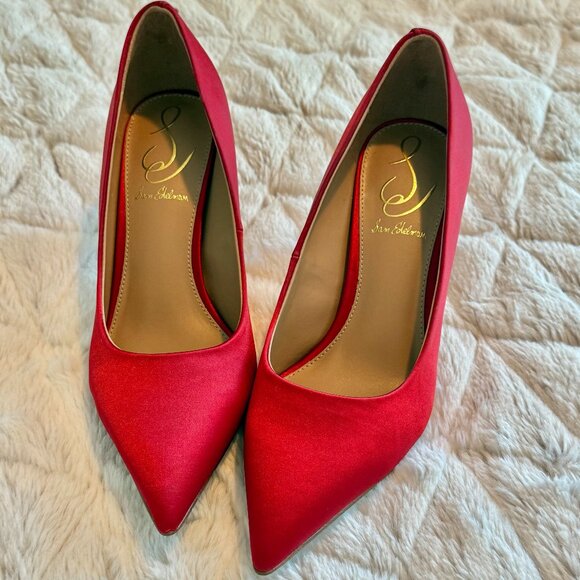Sam Edelman Kitten Pump Shoes - Satin Red- Size 5.5 - Picture 2 of 15
